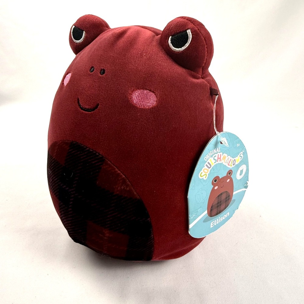 Squishmallow Ellison Frog 7.5" Plush‎ 2024 Burgundy Plaid Tummy - Girly Goth